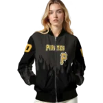 customized pittsburgh pirates flame border black bomber jacket best selling