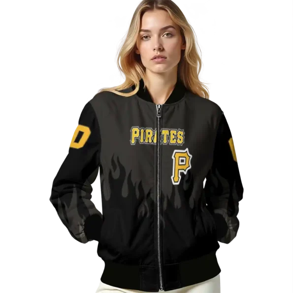 customized pittsburgh pirates flame border black bomber jacket latest model