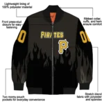 customized pittsburgh pirates flame border black bomber jacket best selling