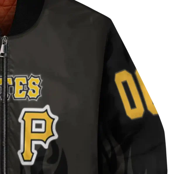 customized pittsburgh pirates flame border black bomber jacket premium grade