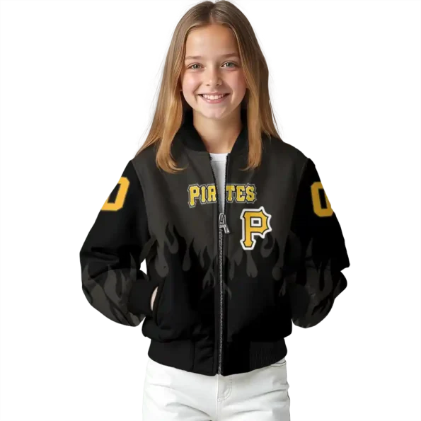 customized pittsburgh pirates flame border black bomber jacket top rated