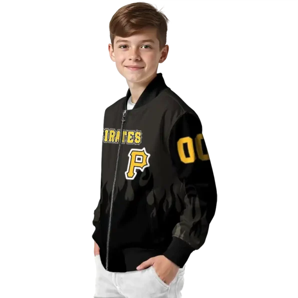 customized pittsburgh pirates flame border black bomber jacket trendy