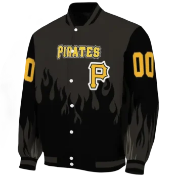 customized pittsburgh pirates flame border black varsity jacket best selling