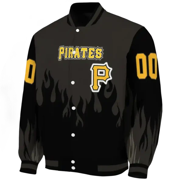 customized pittsburgh pirates flame border black varsity jacket best selling
