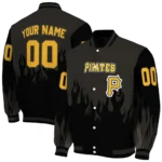 customized pittsburgh pirates flame border black varsity jacket best selling
