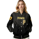 customized pittsburgh pirates flame border black varsity jacket best selling