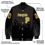 customized pittsburgh pirates flame border black varsity jacket best selling