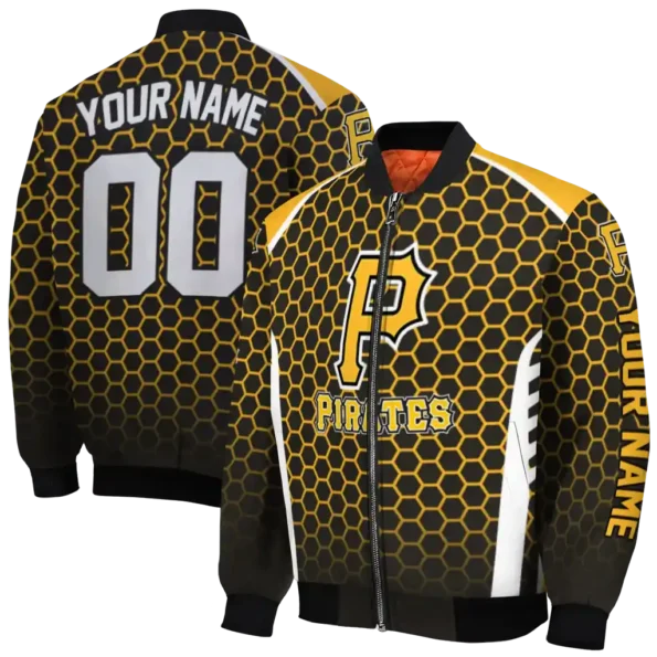 customized pittsburgh pirates hexagon grid black bomber jacket fashion forward