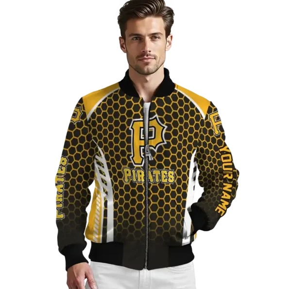 customized pittsburgh pirates hexagon grid black bomber jacket high quality