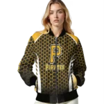 customized pittsburgh pirates hexagon grid black bomber jacket best selling