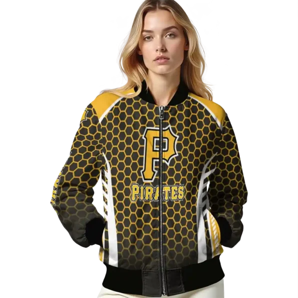 customized pittsburgh pirates hexagon grid black bomber jacket latest model