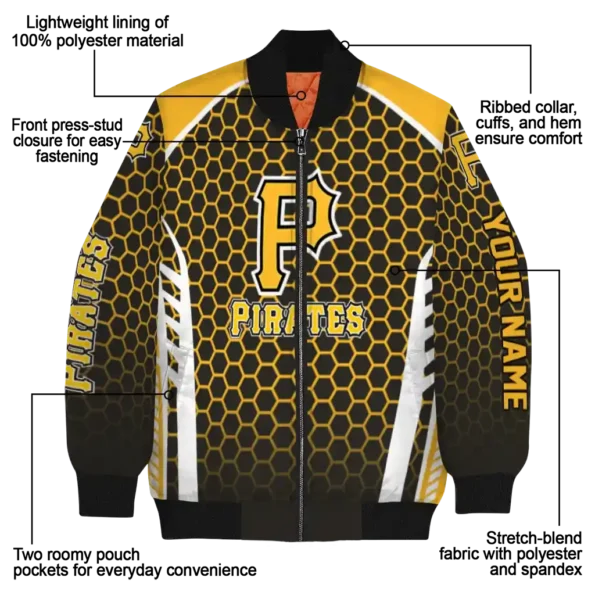 customized pittsburgh pirates hexagon grid black bomber jacket new arrival