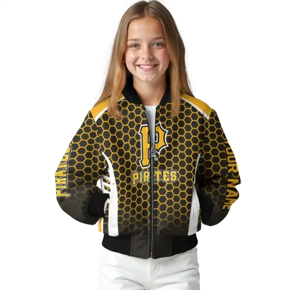 customized pittsburgh pirates hexagon grid black bomber jacket top rated