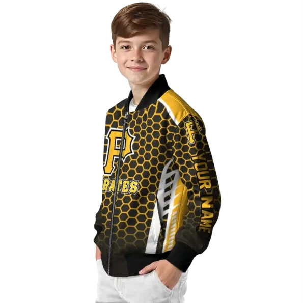 customized pittsburgh pirates hexagon grid black bomber jacket trendy