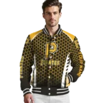 customized pittsburgh pirates hexagon grid black varsity jacket best selling