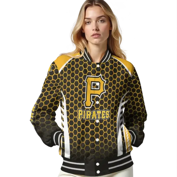 customized pittsburgh pirates hexagon grid black varsity jacket latest model