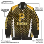 customized pittsburgh pirates hexagon grid black varsity jacket best selling