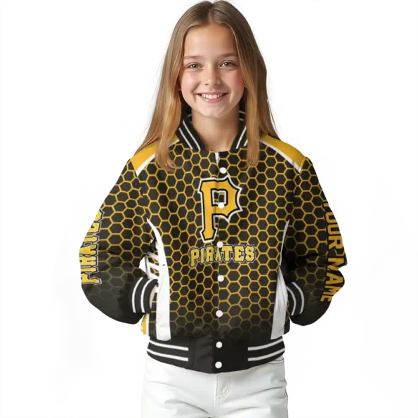 customized pittsburgh pirates hexagon grid black varsity jacket top rated
