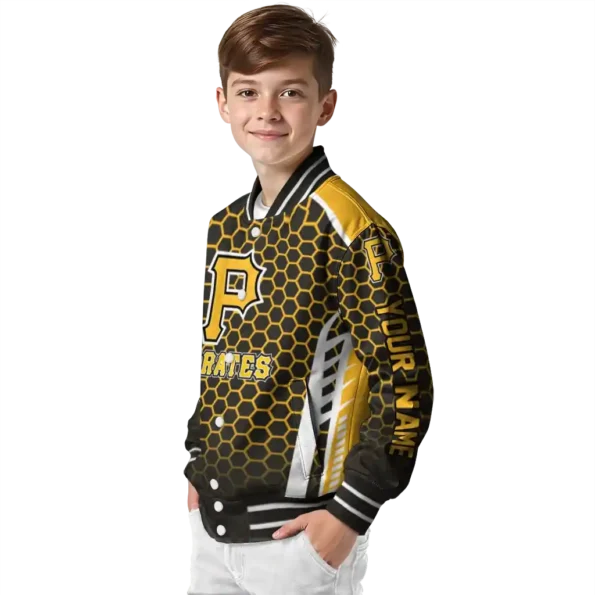 customized pittsburgh pirates hexagon grid black varsity jacket trendy