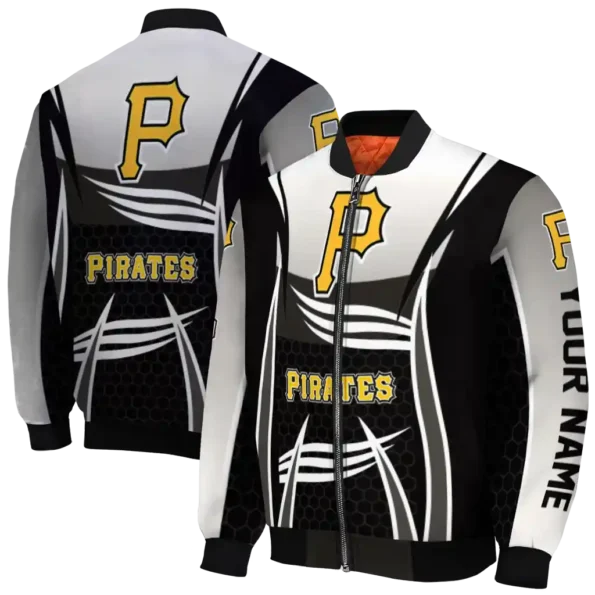 customized pittsburgh pirates mesh effect black bomber jacket fashion forward