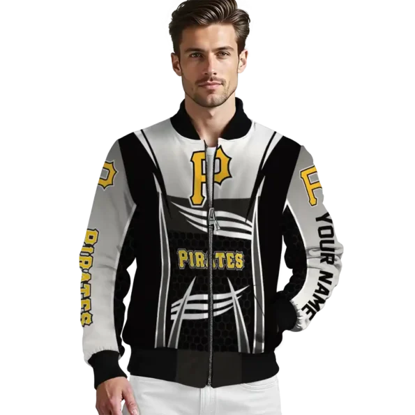 customized pittsburgh pirates mesh effect black bomber jacket high quality