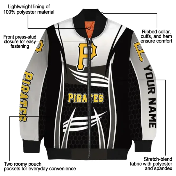 customized pittsburgh pirates mesh effect black bomber jacket new arrival