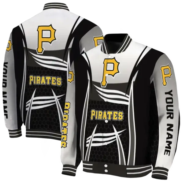 customized pittsburgh pirates mesh effect black varsity jacket fashion forward