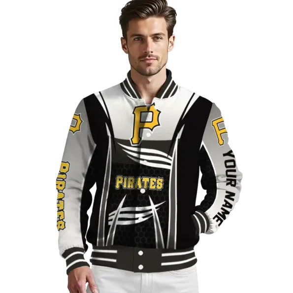 customized pittsburgh pirates mesh effect black varsity jacket high quality