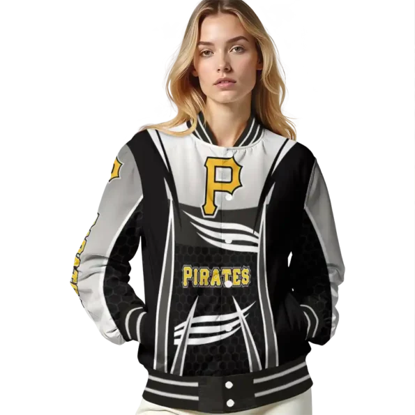 customized pittsburgh pirates mesh effect black varsity jacket latest model