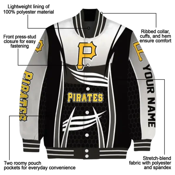 customized pittsburgh pirates mesh effect black varsity jacket new arrival