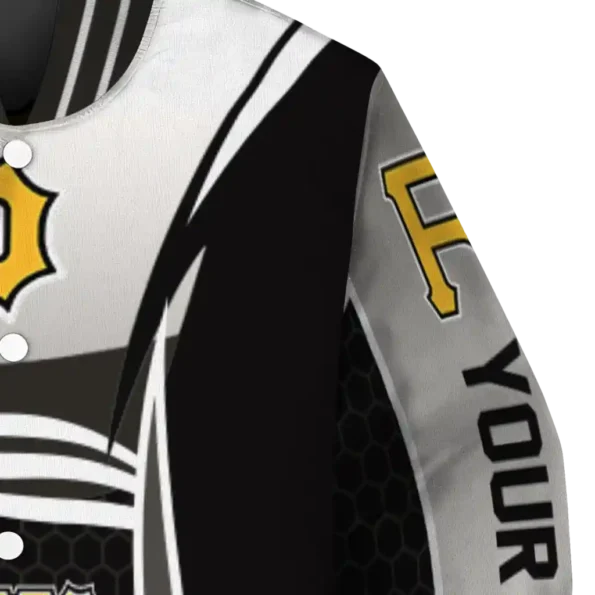 customized pittsburgh pirates mesh effect black varsity jacket premium grade