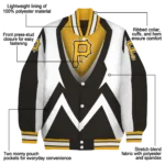 customized pittsburgh pirates v stripes black white varsity jacket best selling