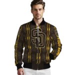 customized san diego padres bolt stripe brown bomber jacket best selling