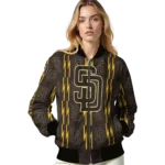 customized san diego padres bolt stripe brown bomber jacket best selling