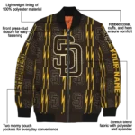 customized san diego padres bolt stripe brown bomber jacket best selling