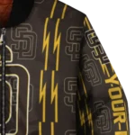 customized san diego padres bolt stripe brown bomber jacket best selling