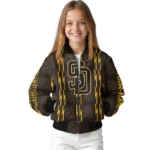 customized san diego padres bolt stripe brown bomber jacket best selling