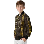 customized san diego padres bolt stripe brown bomber jacket best selling