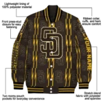 customized san diego padres bolt stripe brown varsity jacket best selling