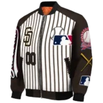 customized san diego padres eagle baseball brown white bomber jacket best selling
