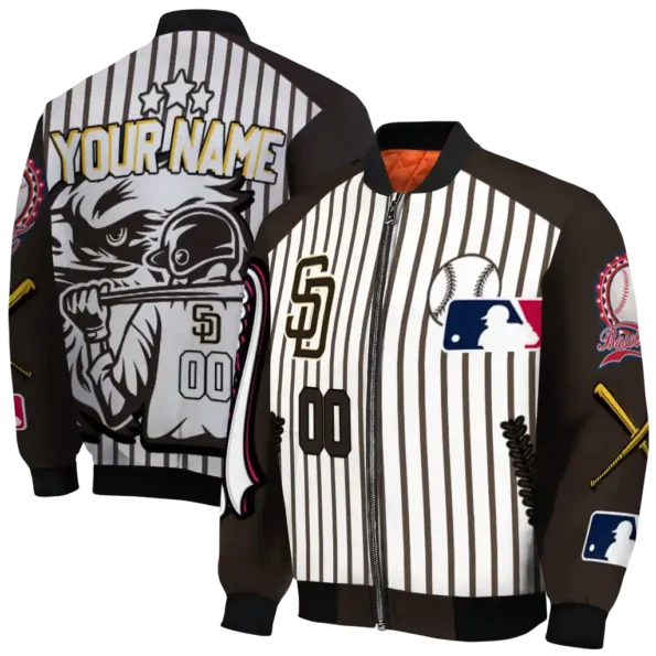 customized san diego padres eagle baseball brown white bomber jacket fashion forward
