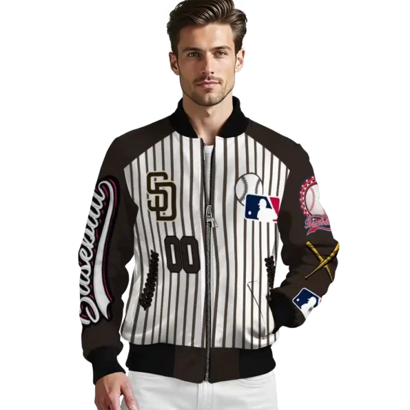customized san diego padres eagle baseball brown white bomber jacket high quality