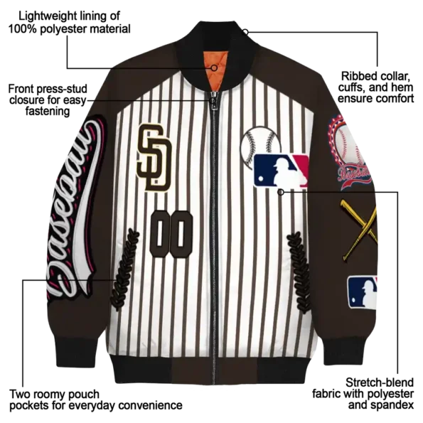 customized san diego padres eagle baseball brown white bomber jacket new arrival