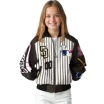 customized san diego padres eagle baseball brown white bomber jacket best selling