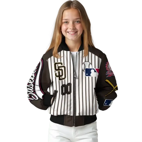 customized san diego padres eagle baseball brown white bomber jacket top rated