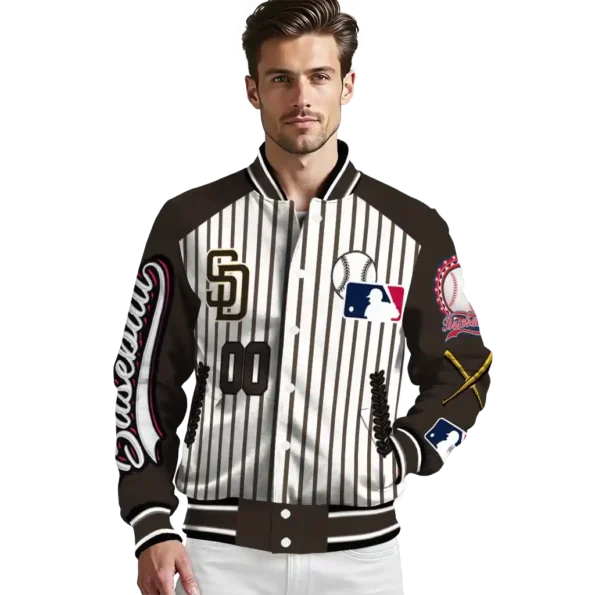 customized san diego padres eagle baseball brown white varsity jacket high quality