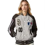 customized san diego padres eagle baseball brown white varsity jacket best selling