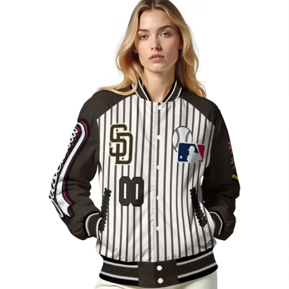 customized san diego padres eagle baseball brown white varsity jacket latest model