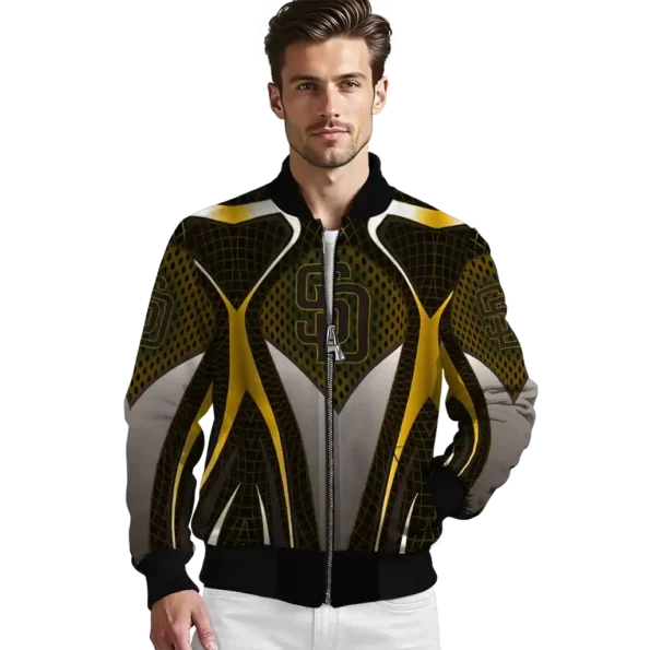 customized san diego padres mesh chest gold crocs black bomber jacket high quality
