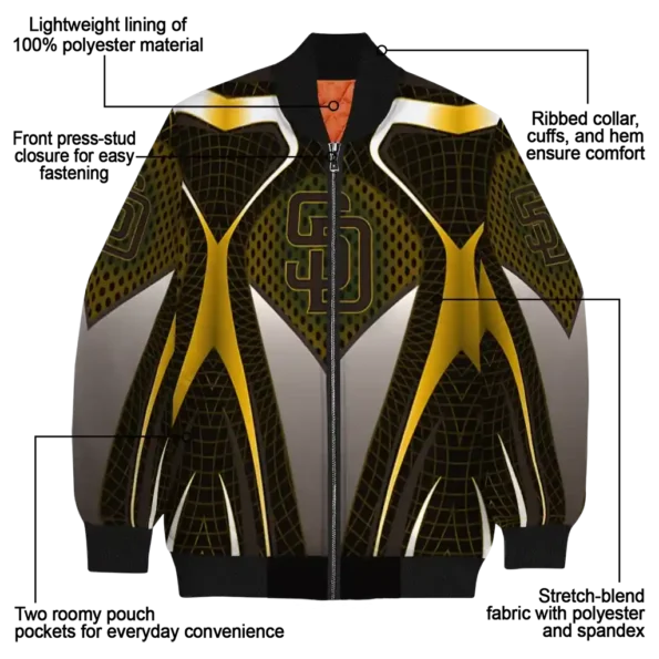 customized san diego padres mesh chest gold crocs black bomber jacket new arrival